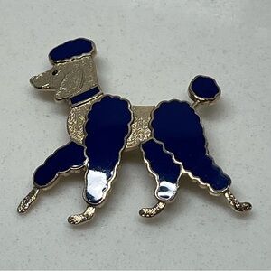 Vintage Poodle beret pin/brooch blue and gold tone‎ beverlyhills